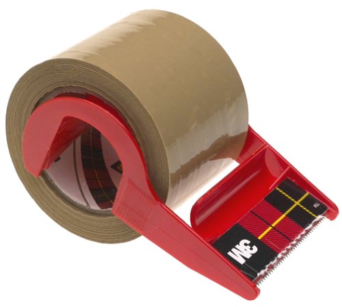 3M 147 Scotch Mailing Tape w/Dispenser, 1.88 in x 800 in, Tan