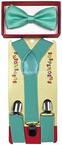Baby Toddler Kids Children Boys Girls Green Suspender &amp; Bow Tie Set