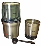Alpina SF-2815 New Electric Stainless Steel Wet and Dry Double Bowl Coffee Grinder Also Nuts, Spices, Chutney Food Chopper / Grinder 110 Volt for USA