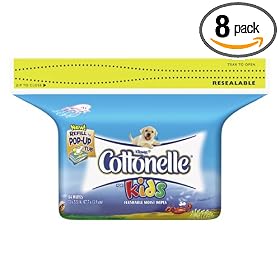 Cottonelle For Kids Folded Moist Wipes Refills, 84-Count Packs (Pack of 8)