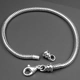 Sterling Silver Charm Bracelet For Pandora or Biagi Beads 9 Inch Screw End Lobster Clasp