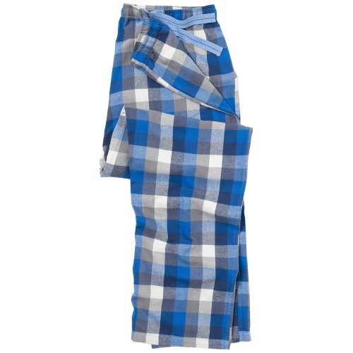 Savile Row Mens Blue Grey Check Brushed Lounge 