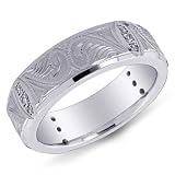14K White Gold Fancy Design Men's Diamond Band Ring