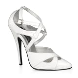 6 Inch Sexy Evening Shoe High Heel D'Orsay Pump Crisscross Strap White Patent CLEARANCE