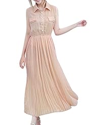 Chiffon Elasticized   Waistline Sleeveless Pleated  Dress