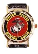 Marine Corps Watch Womens Size 1 Inch Dial. Black Leather Band and Gold Tone Case