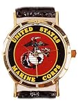 Marine Corps watch. Man's size 1.5 inches .Black leather band and gold tone case