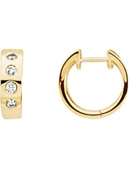 14K Yellow Gold Diamond Hoop Huggy Earrings -- LIFETIME WARRANTY