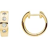 14K Yellow Gold Diamond Hoop Earrings
