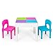 Kids Activity Table Set - 5 in 1 Water Table, Building Block Table, Craft Table and Sensory Table with Storage - Includes 2 Chairs and 25 Ex-Large Blocks â€“ Pastel Colors