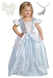 Cinderella Princess Costume with Hair Bow and Wondercharms Necklace - size MEDIUM (3-5)