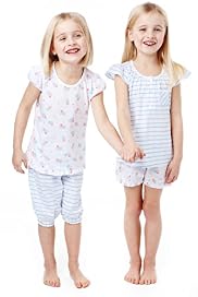 2 Pack Pure Cotton Striped & Floral Pyjamas