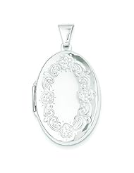 14K White Gold Flower Locket Photo Pendant Jewelry |A