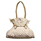41EKNbwu9fL._SL160_ - WHITE DENIM JEANS HANDBAG WITH GOLDEN ROPE HANDLES - clutches-purses