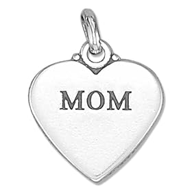 STERLING SILVER "MOM" AFFIRMATION HEART CHARM