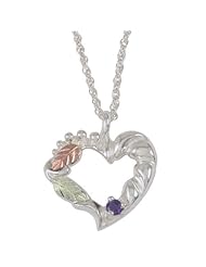 Black Hills Mothers Heart Pendant in Sterling Silver - Available on 12 Genuine Birthstones