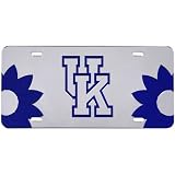 Kentucky Wildcats Flower Power Silver Mirror License Plate