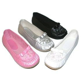 Girls Sparkling Sequin Beaded Bow Flats Shoes