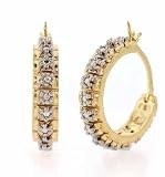 Vermeil (24k Gold over Sterling Silver) Genuine Diamond Accent Hoop Earrings