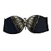 Navy Blue Gunmetal Tone Butterfly Elastic Cinch Belt