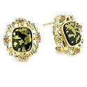 14K Black & Gold Jade - Yellow Sapphire & Diamond Earrings
