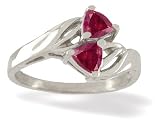 14K White Gold Genuine Trillion Ruby Bypass Ring