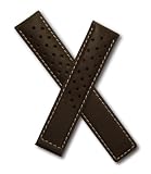 WSW Brown Sports perforated leather watchband with white stitching to fit the TAG Heuer Carrera models listed below