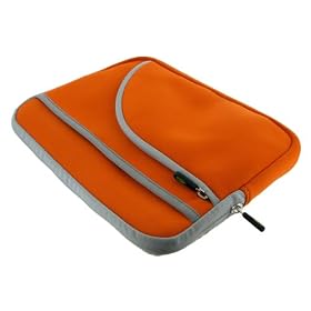 ASUS Eee PC 1005HA-VU1X-WT 10.1-Inch Netbook Neoprene Sleeve SlipCase (Invisible Zipper Tri-Pocket - Orange)