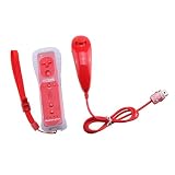 Built-in Motion Plus Remote Controller with Nunchuck Controller For Wii (Red)