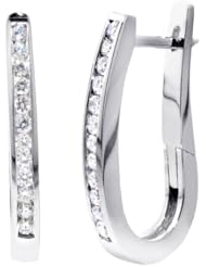 0.80 CT TW Channel Set Diamond Hoop Earrings in 14k White Gold