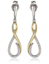 18k Gold Plated Sterling Silver Diamond Dangle Earrings (1/10 cttw, I-J Color, I2-I3 Clarity)
