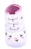 C-Princessベビーシューズ ファーストシューズ ヒモ靴 スニーカー デニム フラワー お花飾り 赤ちゃん 新生児 柔らかい かわいい (10.5cm, Bホワイト)