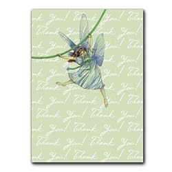 Thank You with Forget-me-not Fairy - 5" x 7" Vellum Overlay Greeting Card