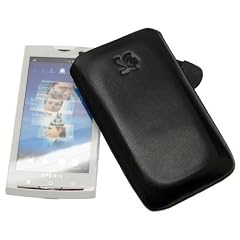 Suncase Ledertasche (Lasche mit R�ckzugfunktion) f�r Sony Ericsson Xperia X10 / X-10 schwarz