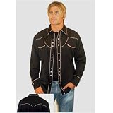All Cowboy Black and Tan Vintage Western Shirt for Men by Scully;AJ's Western Wear