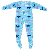 Katnap Blue Horse Print Footed Pajamas for Girls