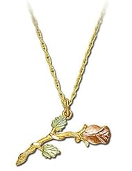 Landstroms Black Hills Gold Rose Pendant Necklace with Leaves - 03654