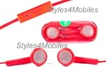 Red EARPHONES HEADPHONES WITH MIC MIC...