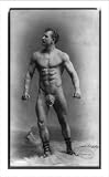 Historic Print (M): [Eugen Sandow, full-length portrait, standing facing left, wearing fig leaf]