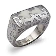 Stainless Steel Women's Ring with White Resin Inlay (Sizes 5-10.5)