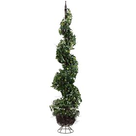 Pack of 2 Artificial Spiral Ivy Topiaries with Finials 5' by Allstate Floral