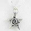 Double Sided Star Pendant with Spirals in Sterling Silver on a 16" Box Chain, #8509