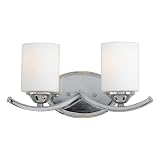Quoizel EI8602C Ellis 8-Inch Bath Bar with Two Lights with White Opal Etched Glass, Polished Chrome Finish