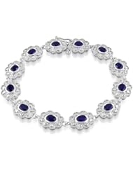 Sterling Silver 4 4/5ct TGW Created Blue Sapphire Bracelet (7.25")