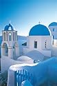 Santorini (Church Domes in Sunlight) Framed Art Poster Print - 24" X 36"