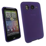 igadgitz Kristall Gel TPU (thermoplastisches Polyurethane) dauerhafte Schutzhülle Etui Case Hülle Tasche Sleeve in Lila für HTC Desire HD Smartphone Handy + Display Schutzfolie
