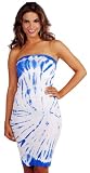Shirred Tie Dye Print Tube Design Strapless Clubwear Party Mini Dress