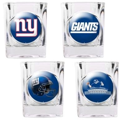 NFL New York Giants Four Piece Square Shot Glass Set (Individual Logos)