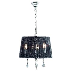 Trio 1121031-06 Pendelleuchte mit Organza-Schirm, chrom, Glasbehang klar
