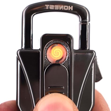 Cigarette Lighter, Key Chain, Zinc Alloy Wind Resistant Cigarette Lighter with Rechargeable USB Key Ring Lighter (Black)